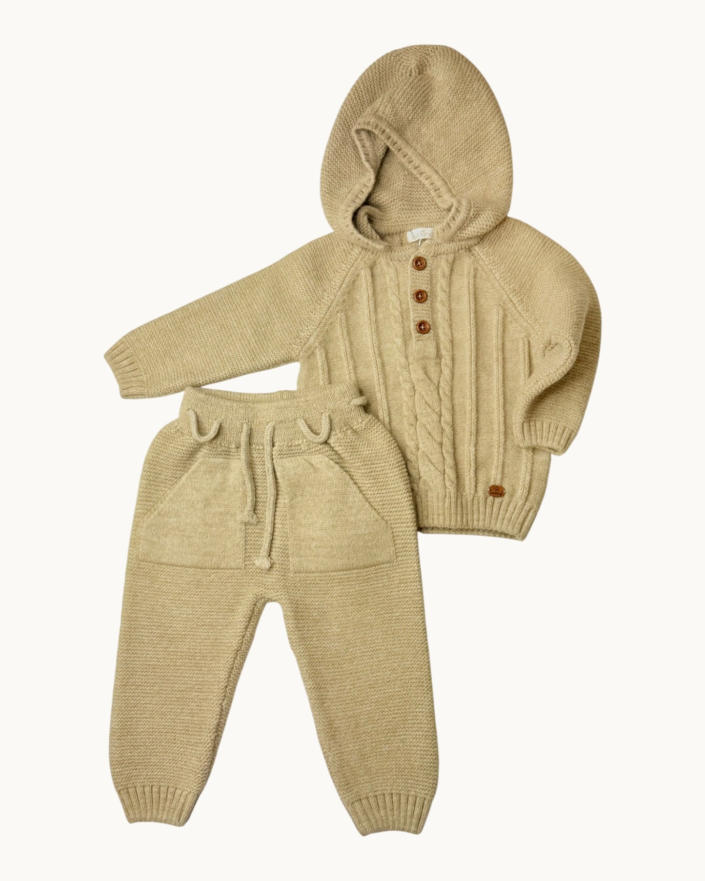 Baby Boy Knitted Hooded Sweater & Pants Set
