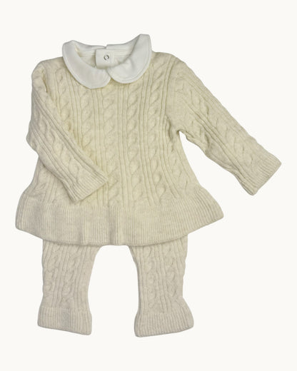 Cream Baby Girl Knit Set