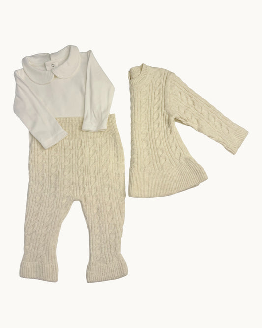 Cream Baby Girl Knit Set