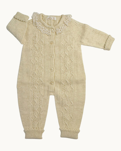 Leoking Newborn Knitted Jumpsuit Hospital Set - Beige