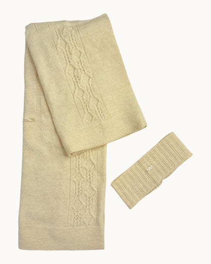 Leoking Newborn Knitted Jumpsuit Hospital Set - Beige