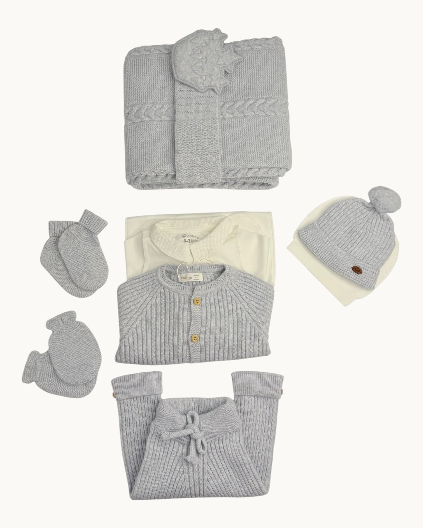 Leoking Newborn Knitted Hospital Set - Blue