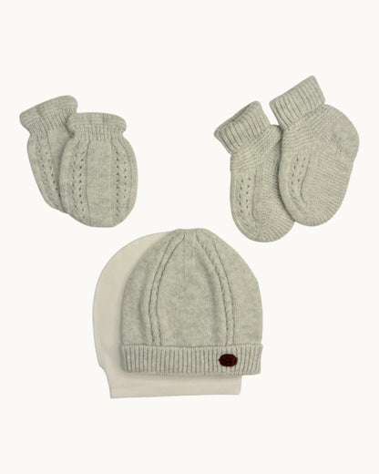 Leoking Newborn Knitted Jumpsuit Hospital Set - Gray