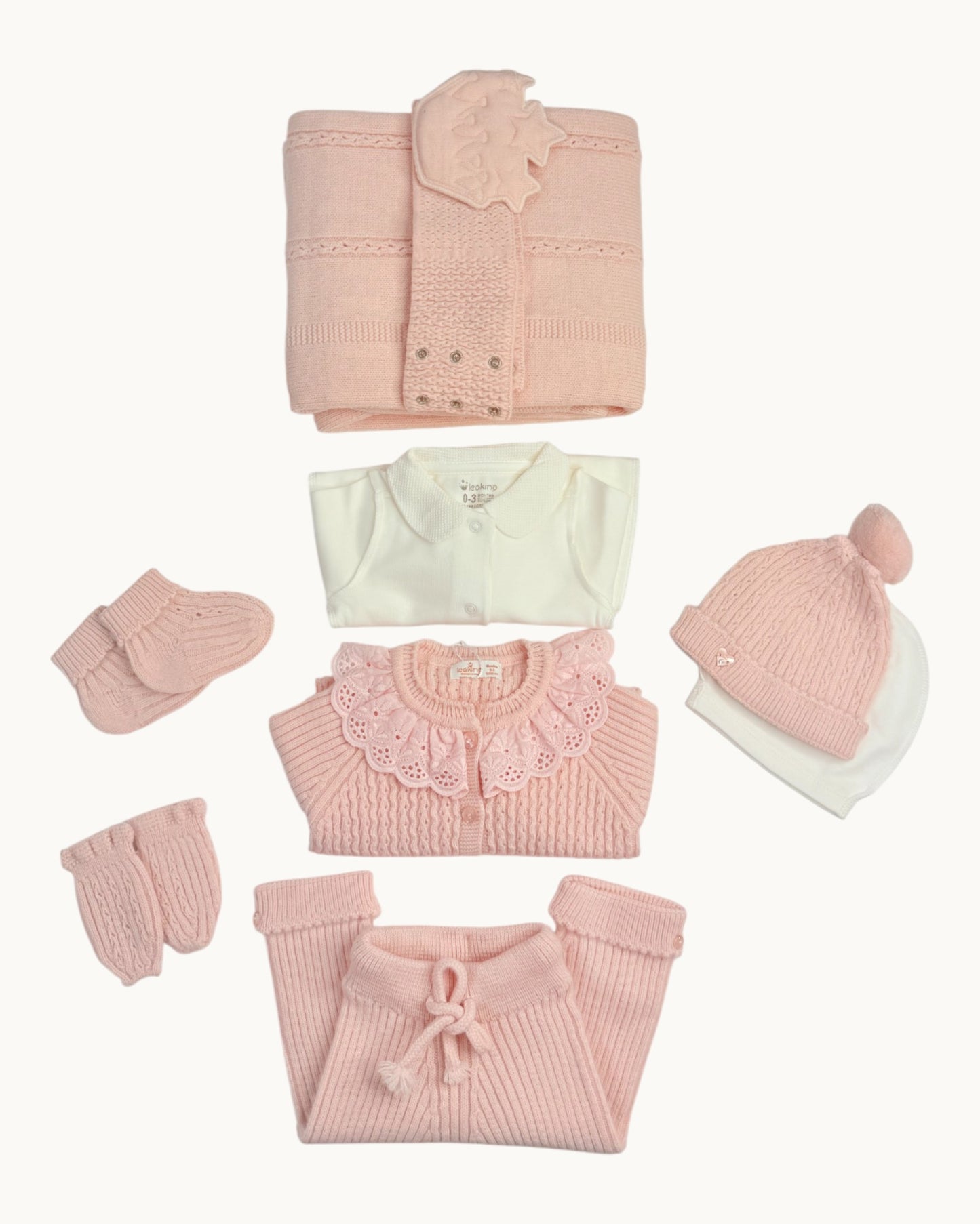Leoking Newborn Knitted Hospital Set - Pink