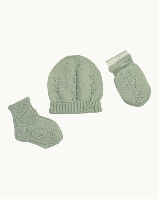 Leoking Newborn Knitted Hospital Set – Sage Green