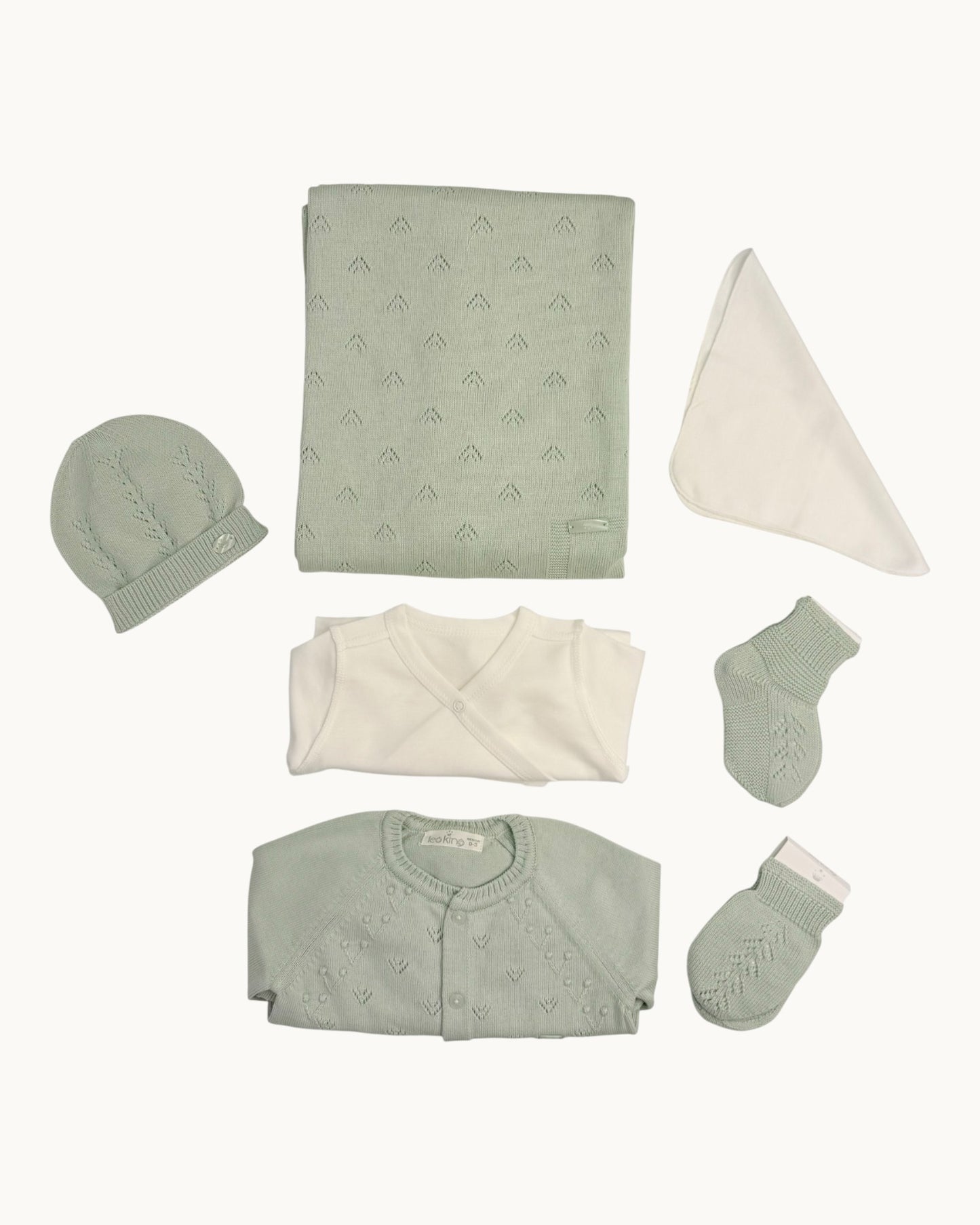 Leoking Newborn Knitted Hospital Set – Sage Green