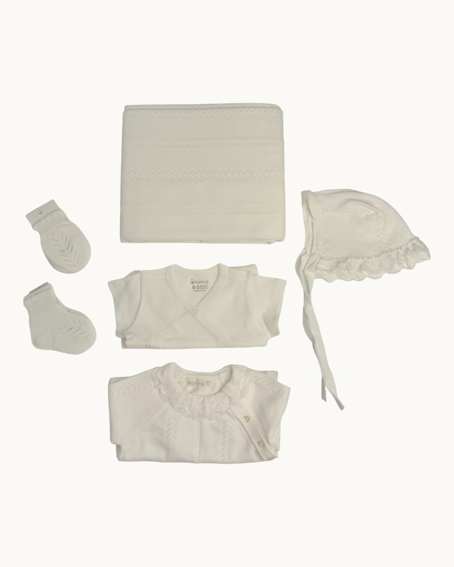 Leoking Newborn Knitted Hospital Set – White